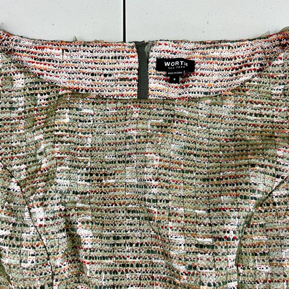 Worth New York Sheer Ribbon Zip Back Knee Length Shift Sheath 8 Dress $585 MSRP - Picture 5 of 12